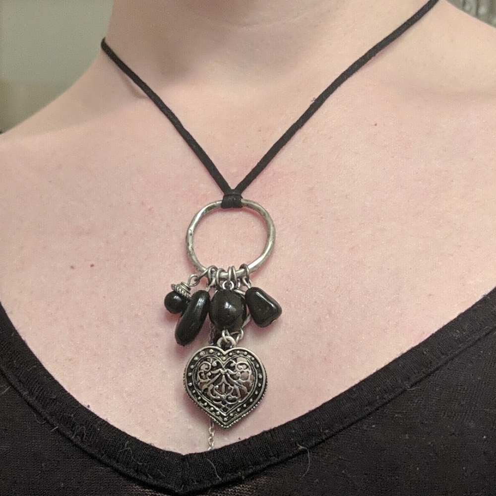 Black & Metal Beaded Necklace
